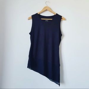 Philosophy Asymmetrical Sleeveless Tank Top (Black